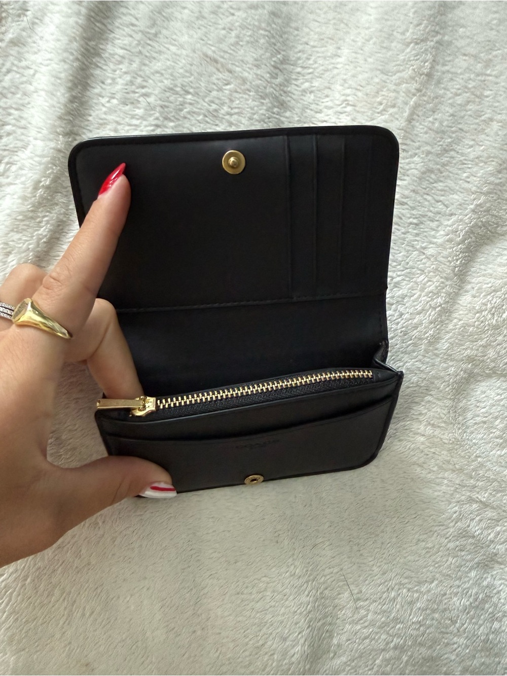 Coach Black Leather Wallet with Gold 'C' Hardware - Picture 4 of 5